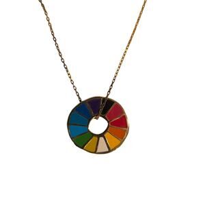 Yellow Owl Workshop Color Wheel Necklace Pride LGBTQ Pendant Gold Chain